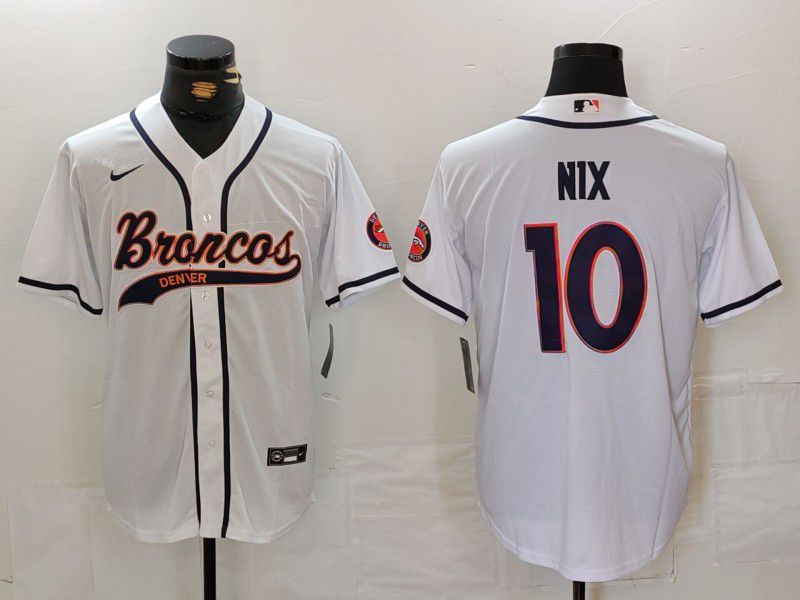 Men Denver Broncos #10 Nix White Joint Name 2024 Nike Limited NFL Jersey style 1->denver broncos->NFL Jersey